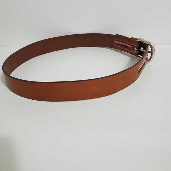 Fossil Brown leather belt pink stripe - Picture 4 of 5